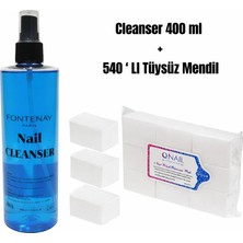 Fontenay Nail Cleanser 400 ml + 540’LI Tüysüz Mendil Seti | Jel & Protez Tırnak Temizleyici