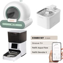 UltraMint Akıllı Otomatik Kedi Tuvaleti ve Su Pınarı, Yeşil, Bataryalı, Petfit Aqua Flow