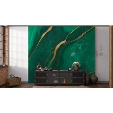 Grown Altın Damarlı Açık Yeşil Mermer Desenli Duvar Kağıdı - Mutfak ve Banyo