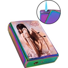 Kadın Melek Baskılı Yandan Kaydırmalı Kişiye Özel Gazlı Çakmak