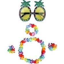 Marsilyan Renkli Ananas Gözlük, Taç, Kolye ve Bileklik Seti