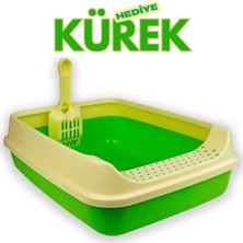 UltraMint Çocuklar Için 50X35X15 cm Yeşil Kedi Tuvaleti ve Kürek Seti