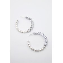 Beta Moda Hub Zirkon Taşlı Küpe - Gümüş