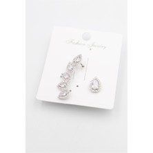 Beta Moda Hub Taşlı Kıkırdak Küpe - Gümüş