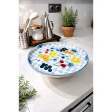 MeGgdecor Renkli Meyve Desenli Ayaklı Sunum Tabağı