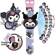 abnturk Sanrio Karakterleri Kuromi Projeksiyonlu Dijital  Saat 24 Farklı Karakteri Yansıtır