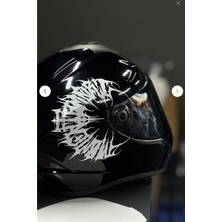 Banxtre Kask ve Motosiklet Için Beyaz Renk Yarım Tribal Gotik Daire Sticker Etiket