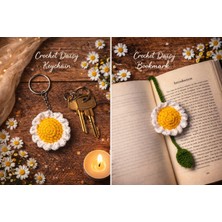 Mugusa Hediyelik El Örgüsü - Amigurumi Papatya Anahtarlık & Kitap Ayracı & Çanta Süsü