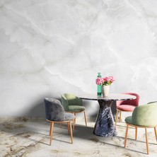 Grown Gerçekçi Düz Beyaz Renkli Mermer Desenli Duvar Kağıdı - Mutfak ve Banyo