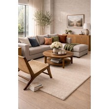 Türkeri Halı Bali Serisi Bej Mikrofiber Antialerjik Düz Renk Halı