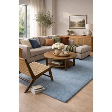 Türkeri Halı Bali Serisi Mavi Mikrofiber Antialerjik Düz Renk Halı