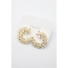 Beta Moda Hub Zirkon Taşlı Küpe - Altın