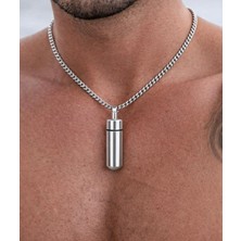 Herşey Nota Metal Silindir Erkek Kolye – Açılabilir Kapaklı Maskülen Tasarım