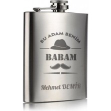 Marsilyan İsme Özel Kral Babam 9 Oz Çelik Cep Matarası 266 Ml İçecek Cep Matarası Babaya Hediye