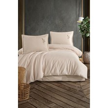 Clasy Panna Bej Tek Kişilik %100 Pamuk Çizgili Nevresim Takımı