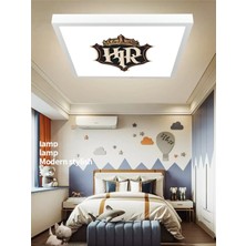 Gökyüzü Panel Harry Logo Avize, 60X60 Kare Modern Çocuk Odası Avize, 60WATT, LED Işık, Tavan Lambası, Yeni