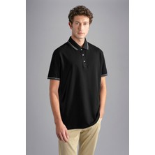 Paul & Shark Erkek Polo Yaka Düğme Kapamalı Kısa Kollu Siyah Polo Yaka T-Shirt 24411250-011