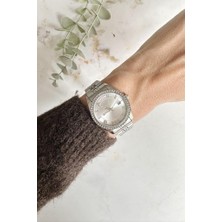 Oqqo Myra Çift Tarih Göstergeli Gümüş Kadın Kol Saati