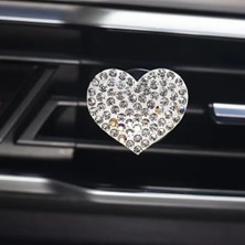 Normadia Beyaz Kalp Taşlı Araç Klima Süsü, Şık ve Zarif Aksesuar