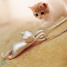 Kumi Gümüş Tiny Sevimli Kedi Kadın Kolye-parlak Sevgililer Günü Hediyelik