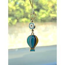 Normadia Yaldızlı Mavi Sarı Uçan Balonlu Metal Ayna Süsü, Şıklık ve Zarafet Katıyor