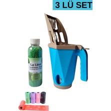 UltraMint Elekli Poşetli Kedi Kum Temizleme Küreği, Koku Giderici ve Kaka Poşeti Hediye