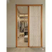 Nakkash Exclusive Plise Kumaş Sürgülü Akordiyon Kapı Krem Altın Meşe 140X200