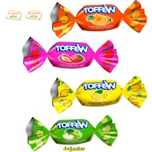 Doğanlar Gıda Toffew Meyve Aromalı Dolgulu  Yumuşak Şeker Helal -Vegan-Jelatinsiz-Gulutensiz 1 KG.(1000 Gr.)