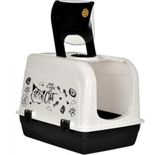 UltraMint Kırılmaz Kapaklı Büyük Lüks Kedi Tuvaleti ve Kürek Seti, Koku Filtreli