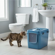 UltraMint Genis Kapalı Kedi Tuvaleti Xxl 57X39X43 Mavi, Konforlu ve Şık Tasarım