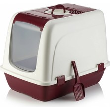 UltraMint Büyük Boy Kapalı Kedi Tuvaleti Fuşya ve Kürek Hediyesi