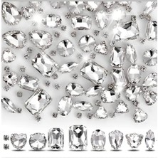 Boncukcu Abla 100 Adet Karışık Gümüş Kasalı Dikme Beyaz Cam