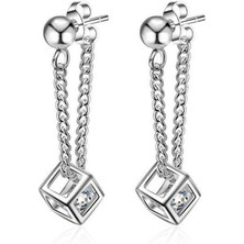 Kumi 925 Ayar Gümüş Özel Tasarım Küp İçi Taşlı Küpe