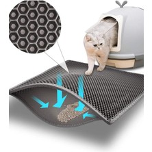 UltraMint Elekli Kedi Tuvalet Önü Paspası, Delikli Gri Kedi Kumu Koruma Matı