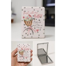 Marsilyan Çiçekli Bisiklet Tasarımlı Simli Büyüteçli Pratik Mini Cep Çanta Makyaj Aynası