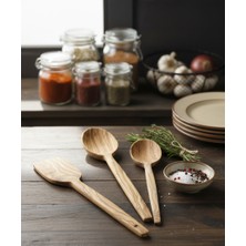 Woodart Doğal Zeytin Ağacı 3'lü Mutfak Gereçleri Seti - El Yapımı Kaşık ve Spatula Takımı