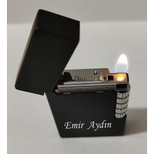 Kişiye Özel Isme Özel Metal Çakmak Yandak Çarklı Gazlı Siyah