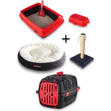 UltraMint Kedi Başlangıç Seti, Taşınabilir Tuvalet, Tırmalama Simit, Yatak ve Mama Kabı