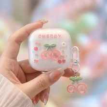 Caseonn Xiaomi Redmi Buds 6 Play Kılıf Transparan Tatlı Kiraz Süsleme