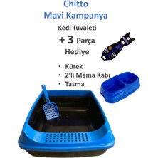 UltraMint Mavi Chitto Elekli Açık Kedi Tuvaleti ve Kürek Hediye