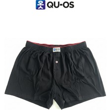 Quos Erkek Siyah 2'li Paket Likralı Pamuk Düz Renk Boxer