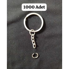 Boncukcu Abla Metal Anahtarlık Halkası Gümüş Renk Yuvarlak Aparatlı 1000 Adet Amigurumi ve Makrome Anahtarlık Hal.
