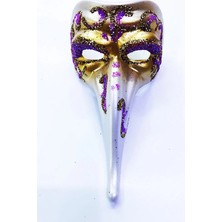 Amazex Fuşya Renk Işlemeli Seramik Malzemeden Imal Venedik Uzun Maske Magnet (4767)