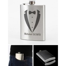 Marsilyan Kişiye Özel Smokin Damat Temalı 9 Oz Çelik Cep Matarası 266 Ml Sevgiliye Hediye