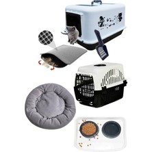 UltraMint Büyük Boy Kedi Tuvaleti Simit Yataklı ve Kauçuk Paspaslı Tam Set