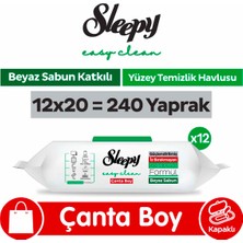 Sleepy Easy Clean Beyaz Sabun Katkılı Yüzey Temizlik Havlusu Çanta Boy 12X20 (240 Yaprak)