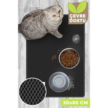 UltraMint Su Geçirmez Köpek ve Kedi Maması Matı, 50X80 Cm, Siyah