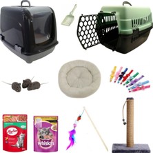 UltraMint Yeşil-Gri Kedi Başlangıç Seti, 10 Parça, Konfor ve Eğlence Için