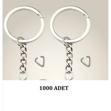 Boncukcu Abla Metal Anahtarlık Halkası Gümüş Renk Üçgen Aparatlı 1000 Adet 2,5 cm Yassı Ezme