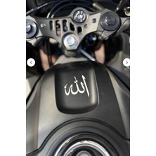 Banxtre Motosiklet Ön Depo Önü ve Grenajlara Uyumlu Arapça Beyaz Allah Yazı Sticker Etiket (5cm)